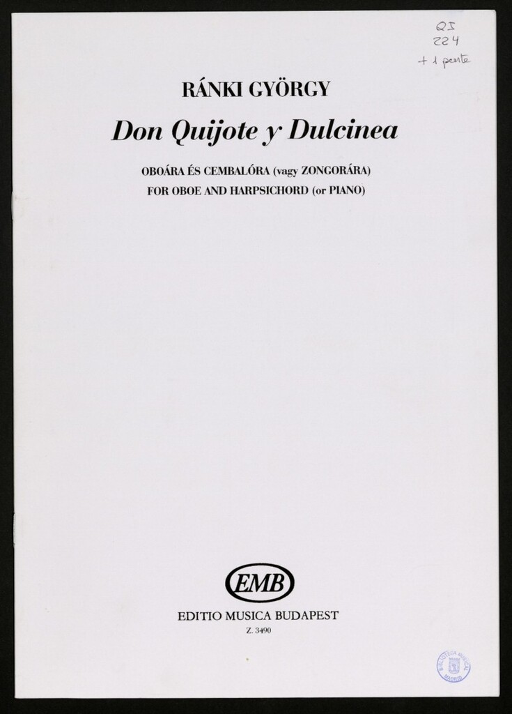 Miniatura de Don Quijote y Dulcinea : oboára és cembalóra