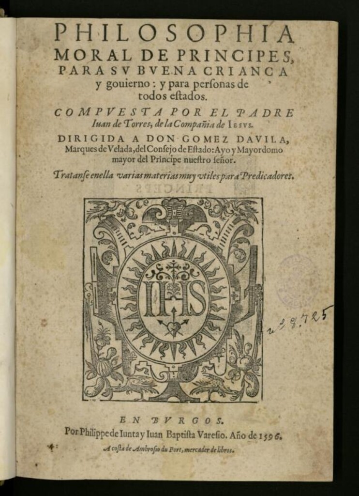 Miniatura de Philosophia moral de principes, para su buena criança y gouierno, y para personas de todos estados.