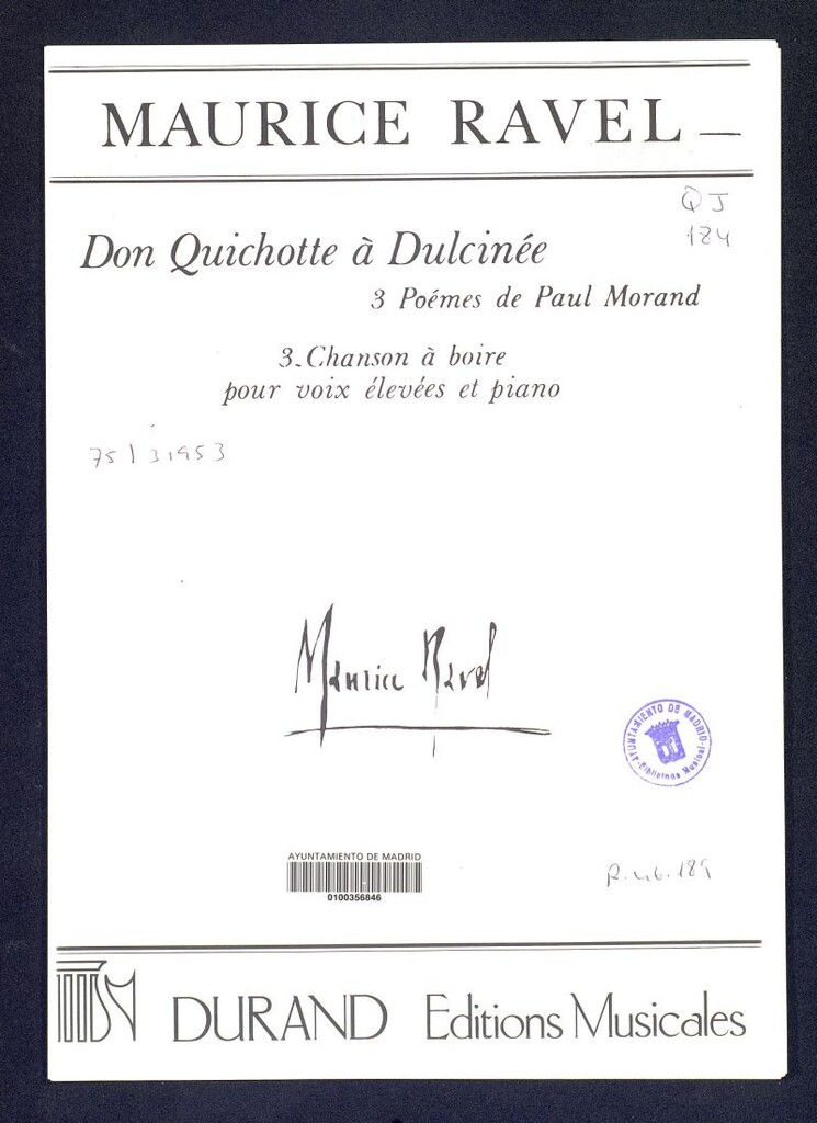 Miniatura de Don Quichotte à Dulcinée : 3 poèmes de Paul Morand : 3 Chanson à boire pour voix élevées et piano