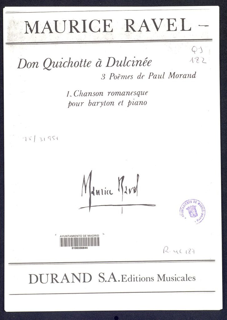 Miniatura de Don Quichotte à Dulcinée : 3 poèmes de Paul Morand : 1 Chanson romanesque pour baryton et piano