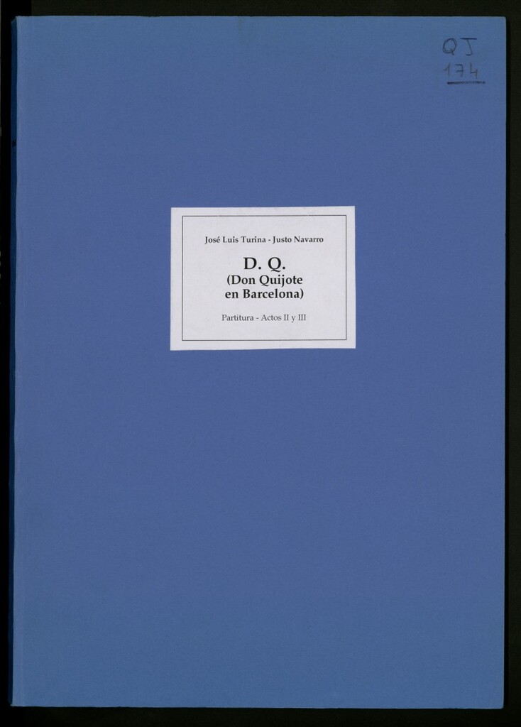 Miniatura de D.Q. (Don Quijote en Barcelona). Actos II y III : ópera en tres actos, a partir de una concepción escénica de La Fura dels Baus.