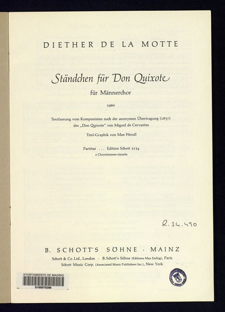 Miniatura de Ständchen für Don Quixote : für Männerchor : (1960)