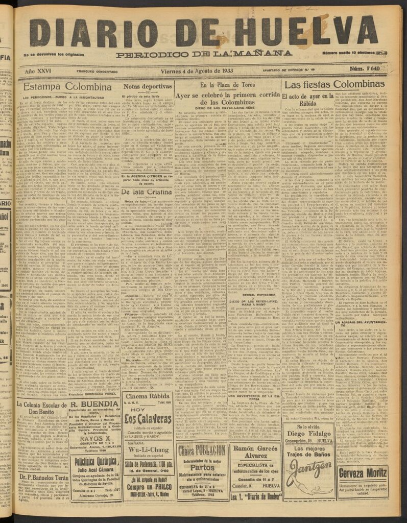 Miniatura de Diario de Huelva : periódico independiente del 4 de agosto de 1933