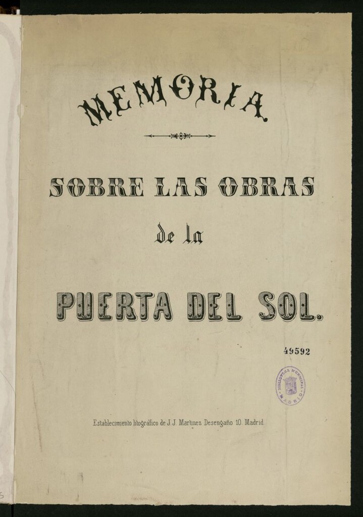 Miniatura de Memoria sobre las obras de la Puerta del Sol.