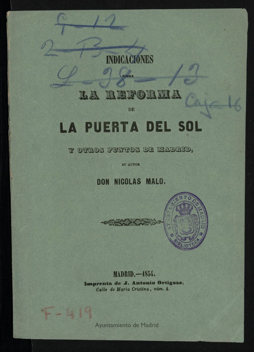 Miniatura de Indicaciones sobre la reforma de la Puerta del Sol y otros puntos de Madrid