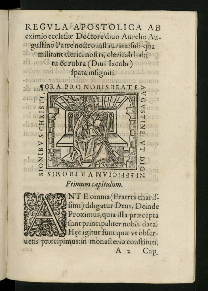 Miniatura de Regula Apostolica ab eximio ecclesiae Doctore diuo Aurelio Augustino Patre nostro instaurata.