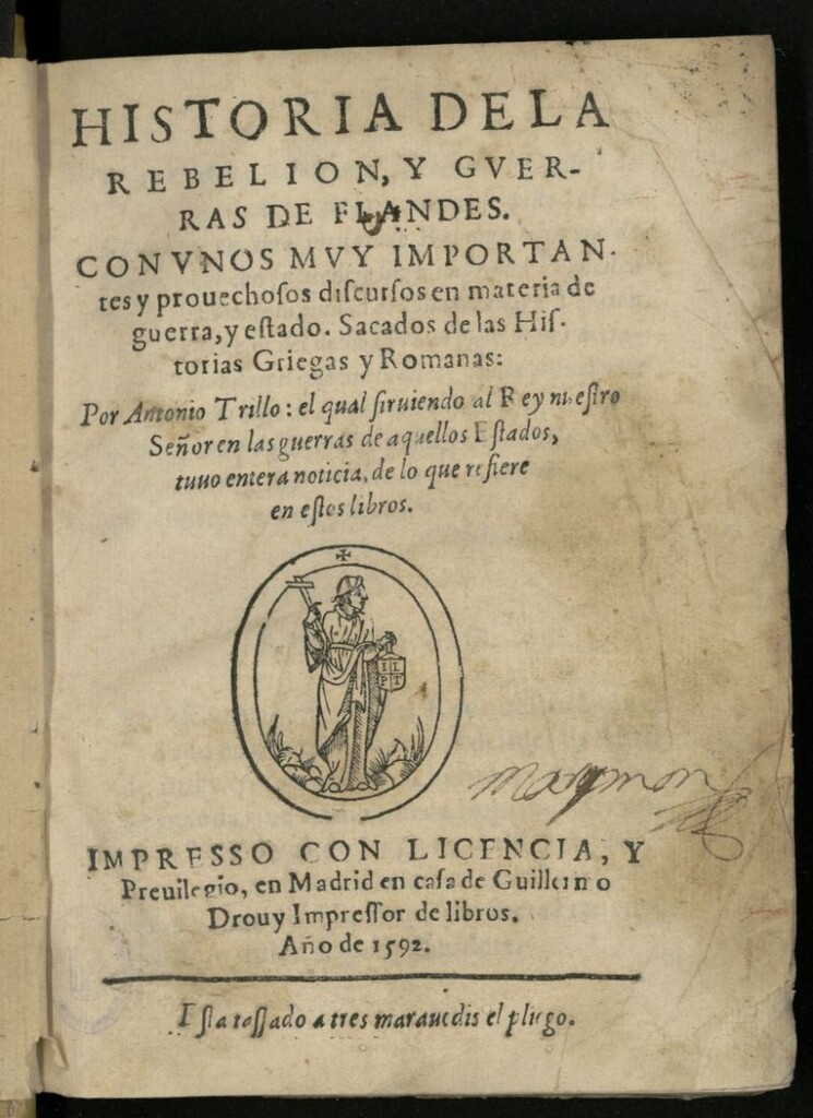 Miniatura de Historia de la rebelion, y guerras de Flandes...