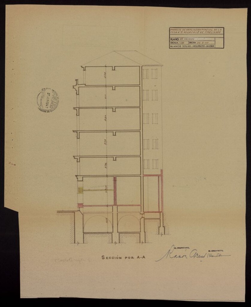 Miniatura de Proyecto de ampliación parcial de la casa nº 3 de la calle Preciados