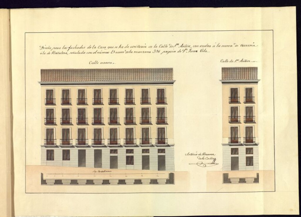 Miniatura de Don Juan Vela pidiendo permiso para edificar en la calle de San Antón número 41 moderno, 15 antiguo, manzana 316