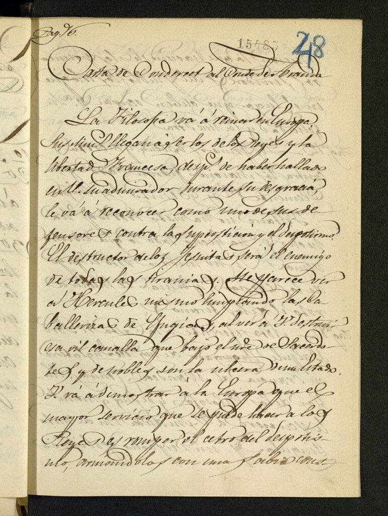 Miniatura de Carta de Condorcet al Conde de Aranda