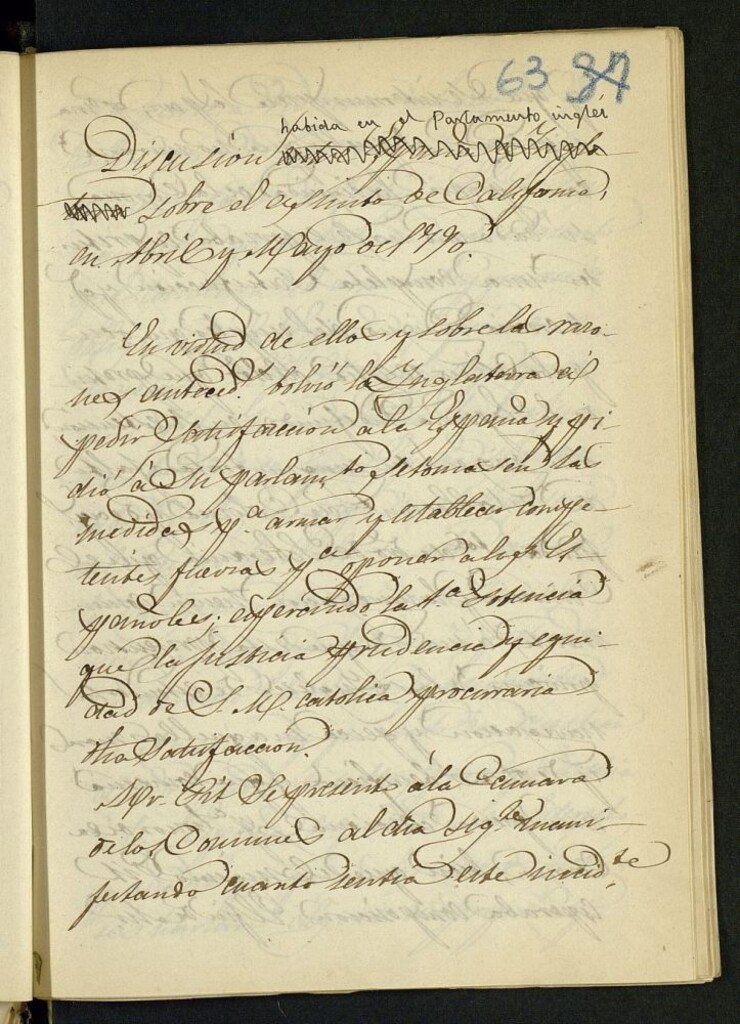 Miniatura de [Discusión del Parlamento inglés sobre el asunto de California]