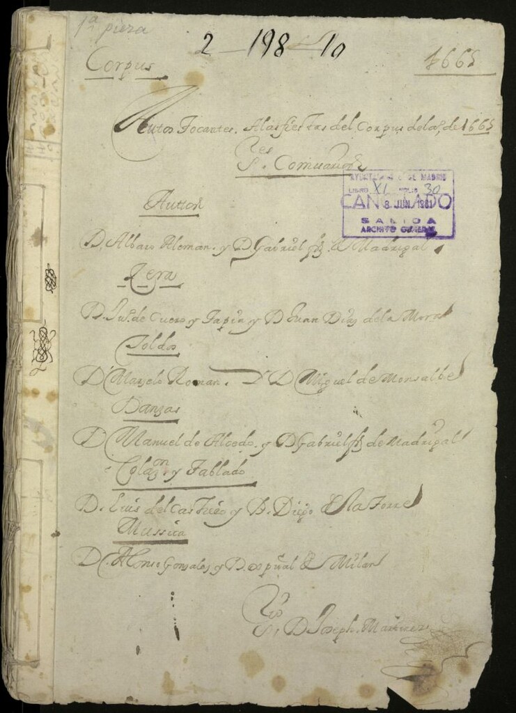 Miniatura de Fiestas del Corpus del año 1665