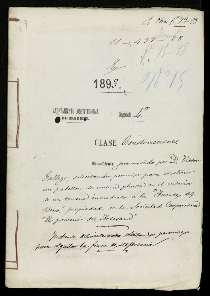 Miniatura de Licencia a Don Víctor Gallego en inmediato a la “Fuente del Berro”