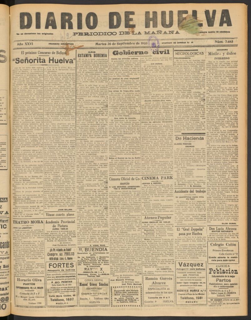 Miniatura de Diario de Huelva : periódico independiente del 26 de septiembre de 1933