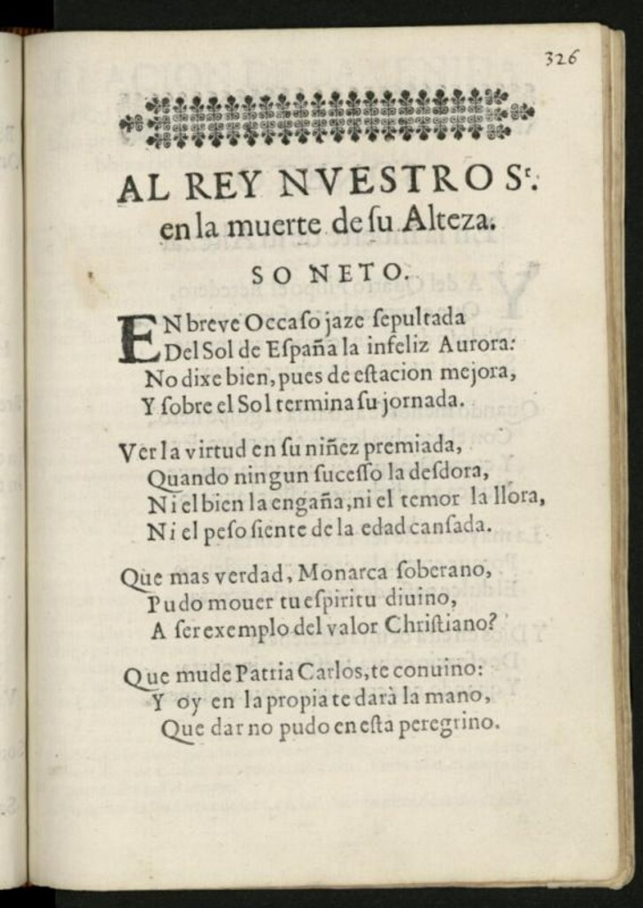 Miniatura de Al rey nuestro Sr. en la muerte de su Alteza