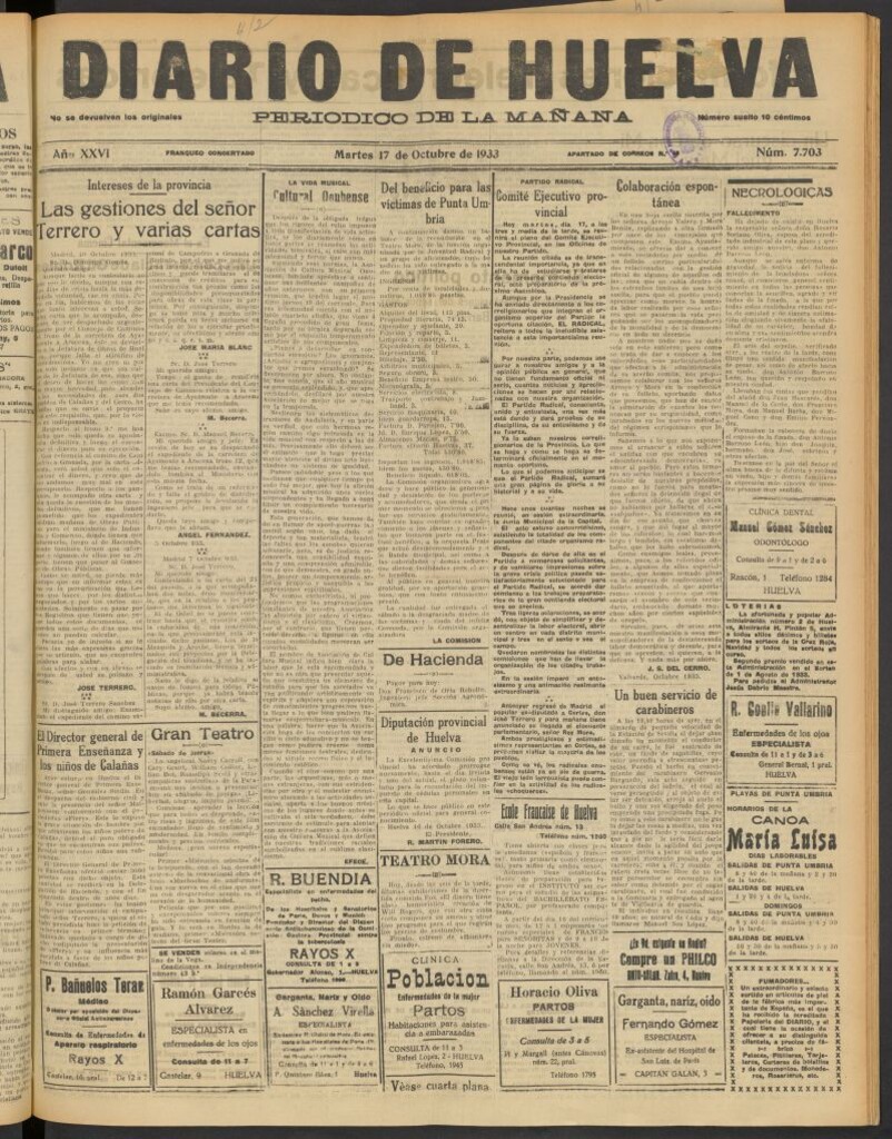 Miniatura de Diario de Huelva : periódico independiente del 17 de octubre de 1933