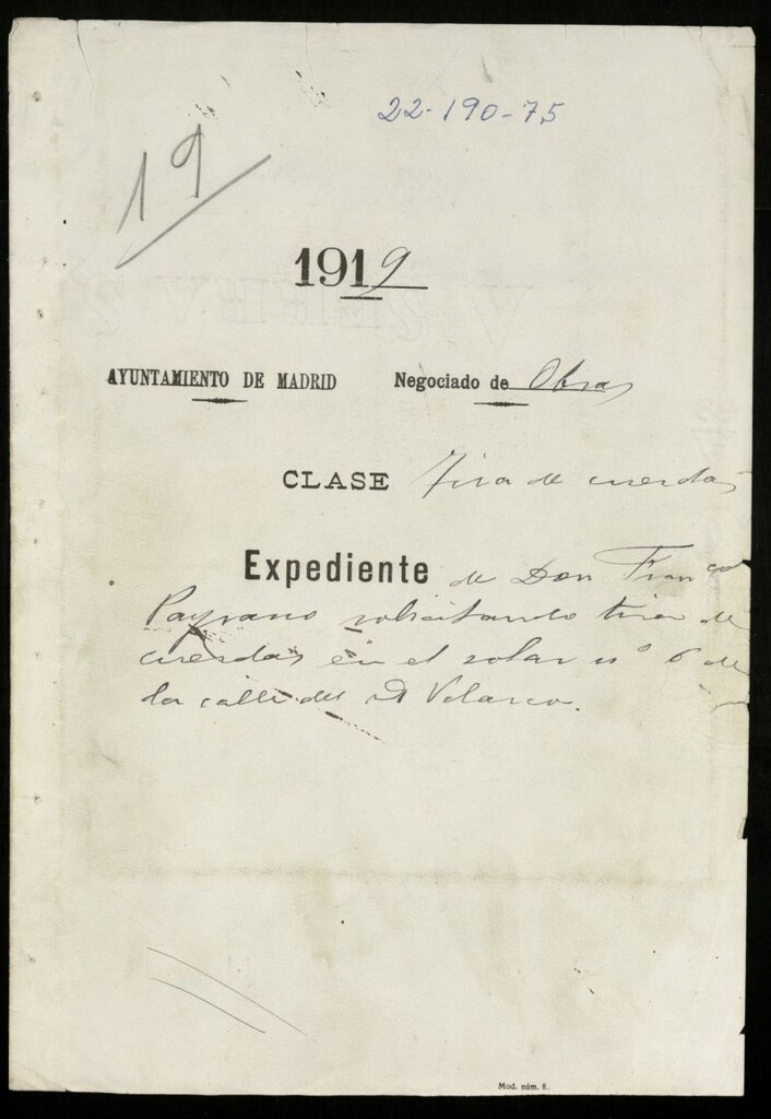 Miniatura de Tira de cuerdas a  Don Francisco Payano en la calle de Dr. Velasco nº 6