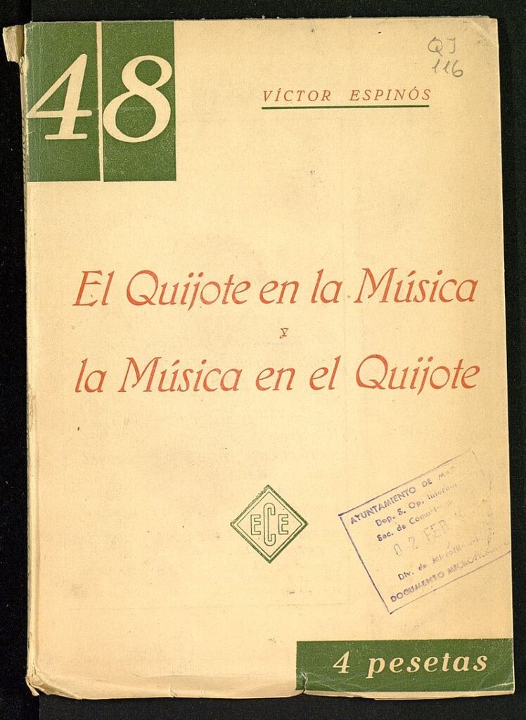 Miniatura de El Quijote en la música y la música en el Quijote : ensayo panorámico