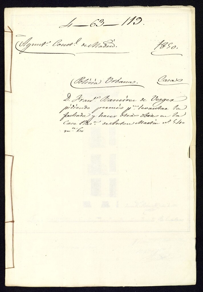 Miniatura de Licencia a Don Francisco Ramírez de Verger para levantar la fachada de la casa en la Plaza de Antón Martín nº 54