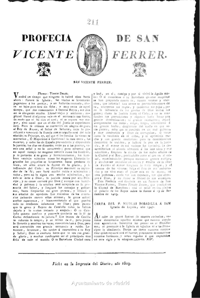 Miniatura de Profecía de San Vicente Ferrer