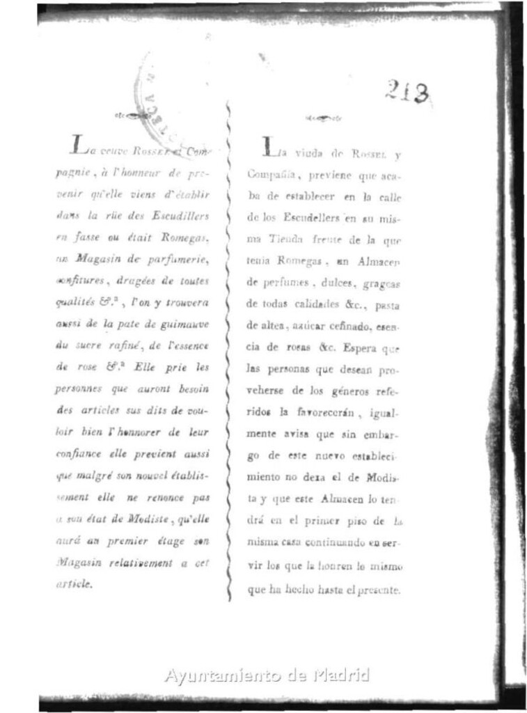 Miniatura de La viuda de Rosel y Compañía anuncia el establecimiento en su tienda de la calle de los Esculleders de un almacén de perfumes, dulces, grageas etc.