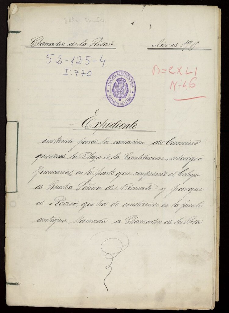 Miniatura de Expediente instruido para la variación del Camino que desde la Plaza de la Constitución, se dirige a Fuencarral. Ayuntamiento de Chamartín de la Rosa