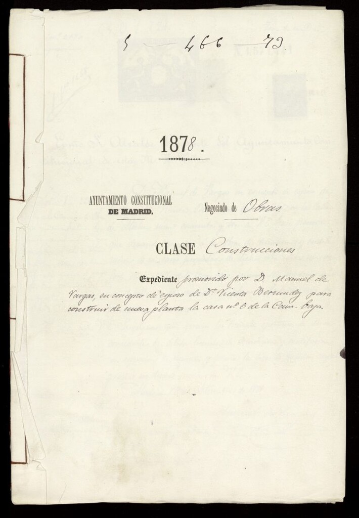 Miniatura de Licencia de construcción a Don Manuel de Vargas en la casa nº 6 de la Cava Baja