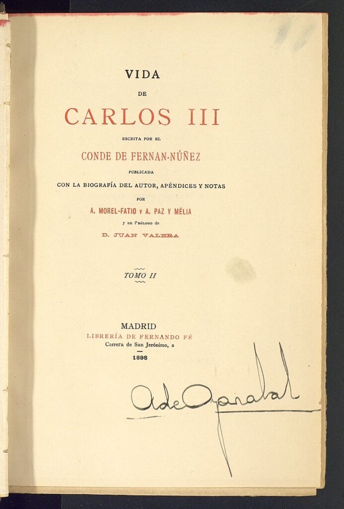 Miniatura de Vida de Carlos III. Tomo II