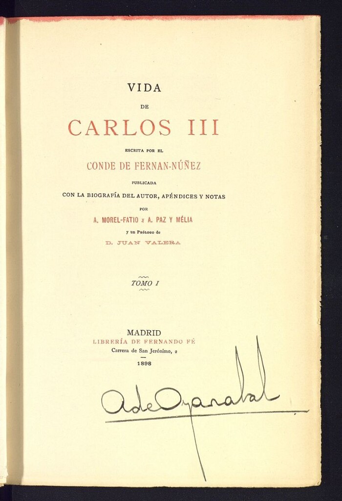 Miniatura de Vida de Carlos III. Tomo I