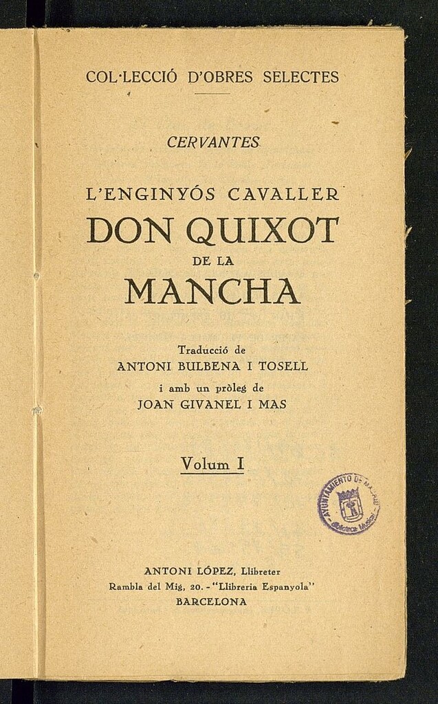 Miniatura de L´enginyós cavaller Don Quixot de la Mancha. Volumen I