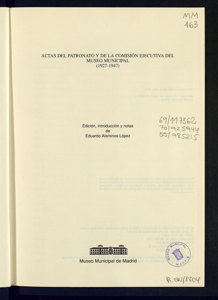 Miniatura de Actas del Patronato y de la Comisión Ejecutiva del Museo Municipal (1927-1947)