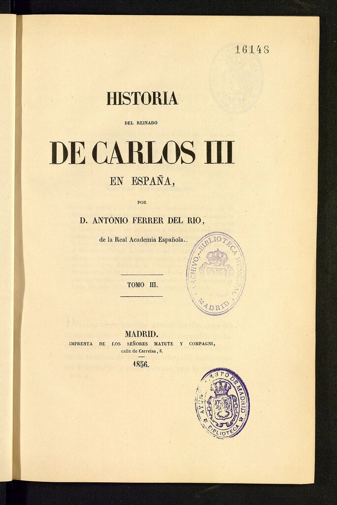 Miniatura de Historia del reinado de Carlos III en España. Tomo III