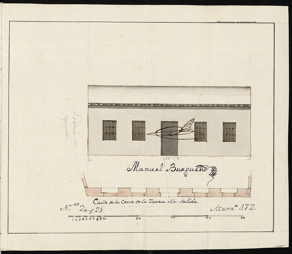 Miniatura de Licencia a Don Pedro Barbado de la Torre para demoler y reedificar de nuevo las casas calle de la Cruz y Zarza sin salida nº 21 y 20 manzana 472