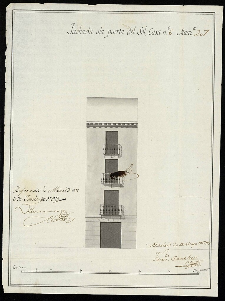 Miniatura de Licencia a Don Francisco Pérez Santallana para construir en la Puerta del Sol nº 6 manzana 207
