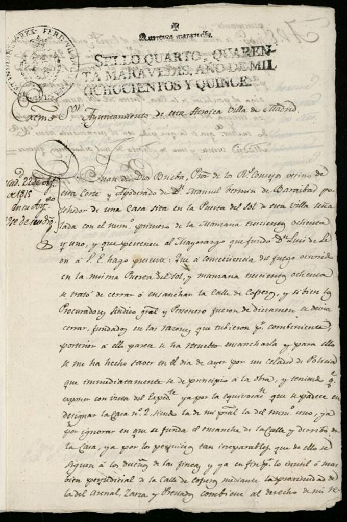 Miniatura de Licencia a Don Juan de Dios Briva apoderado de Don Manuel Fermín de Barayvar para reahabilitar la casa nº 1 antiguo, manzana 381