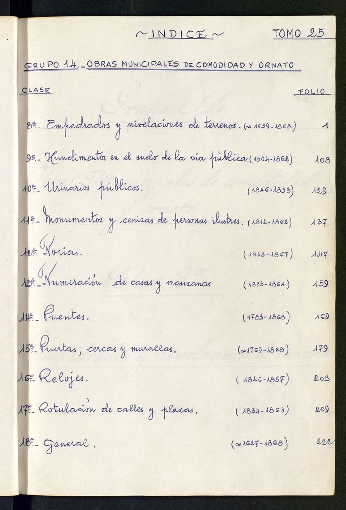 Miniatura de Inventario de Corregimiento : obras municipales de comodidad y ornato. Tomo XXV