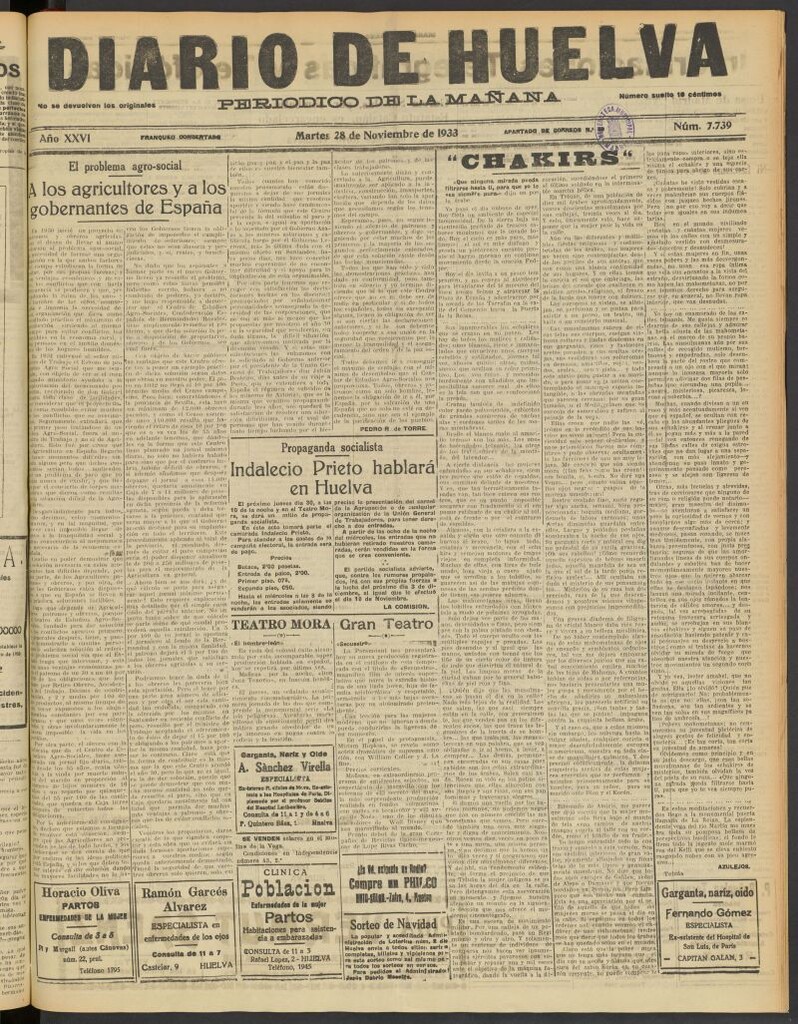 Miniatura de Diario de Huelva : periódico independiente del 28 de noviembre de 1933