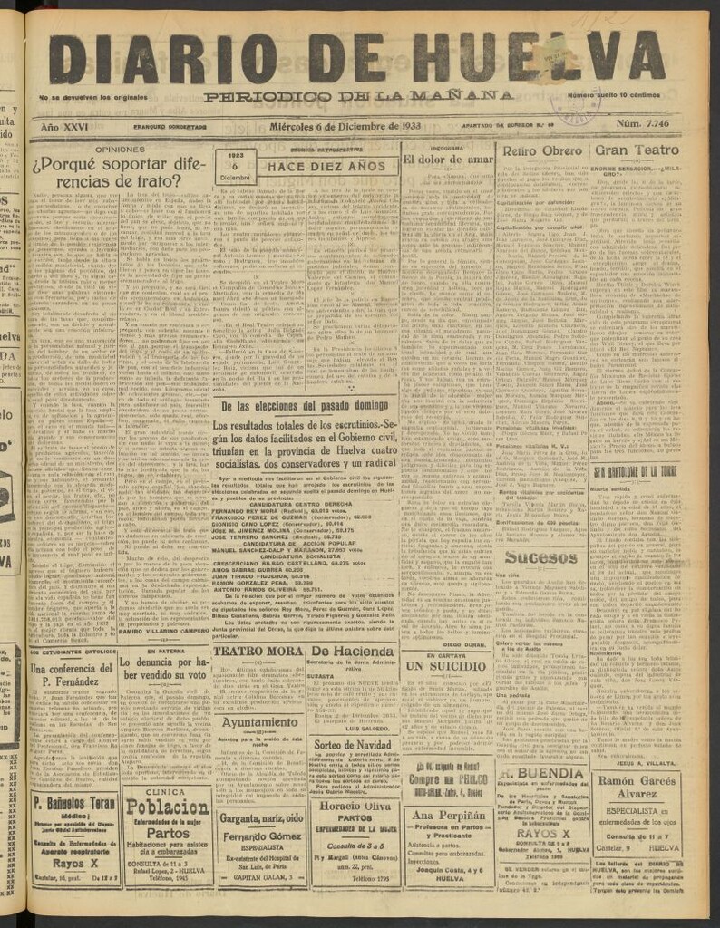 Miniatura de Diario de Huelva : periódico independiente del 6 de diciembre de 1933