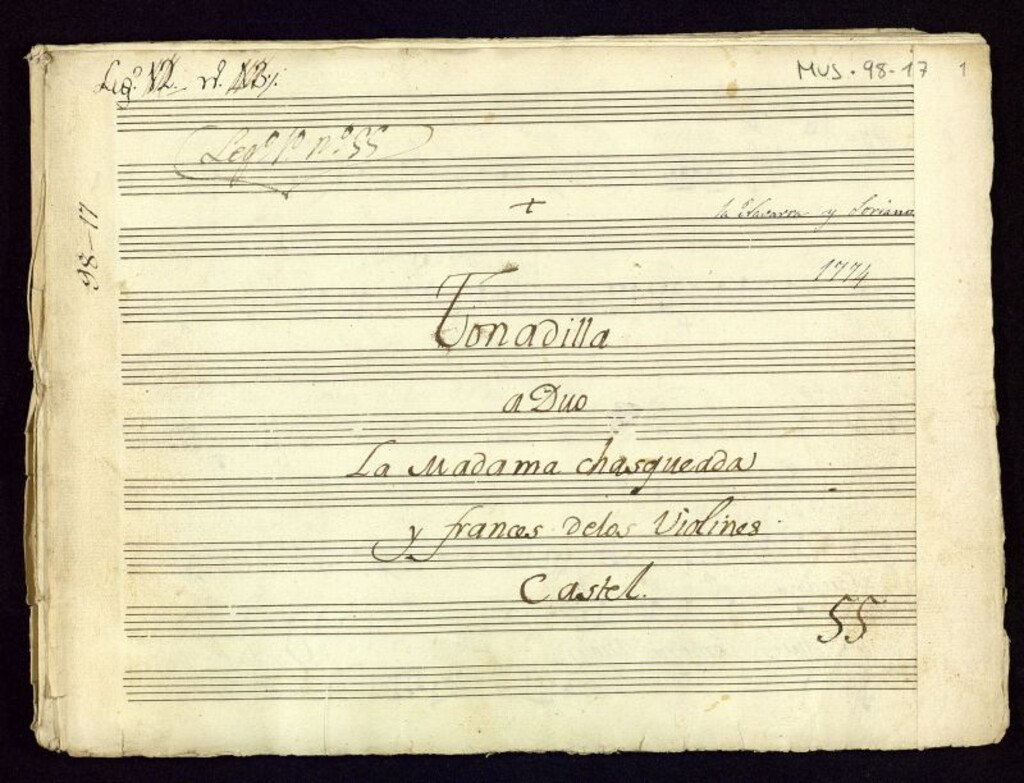 Miniatura de La madama chasqueada y francés de los violines