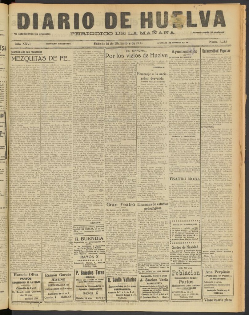 Miniatura de Diario de Huelva : periódico independiente del 16 de diciembre de 1933