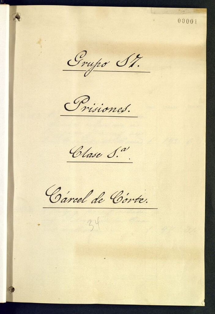 Miniatura de Inventario de Corregimiento : prisiones. Tomo XXXIV