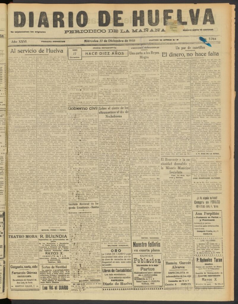 Miniatura de Diario de Huelva : periódico independiente del 27 de diciembre de 1933