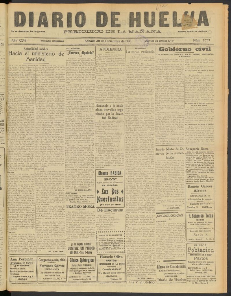 Miniatura de Diario de Huelva : periódico independiente del 30 de diciembre de 1933