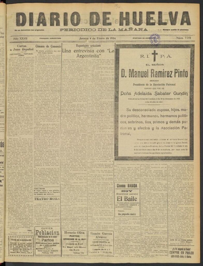 Miniatura de Diario de Huelva : periódico independiente del 4 de enero de 1934