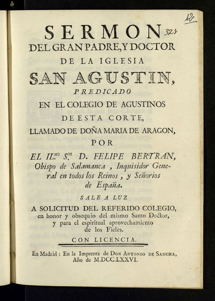Miniatura de Sermon del gran Padre y Doctor de la Iglesia San Agustin