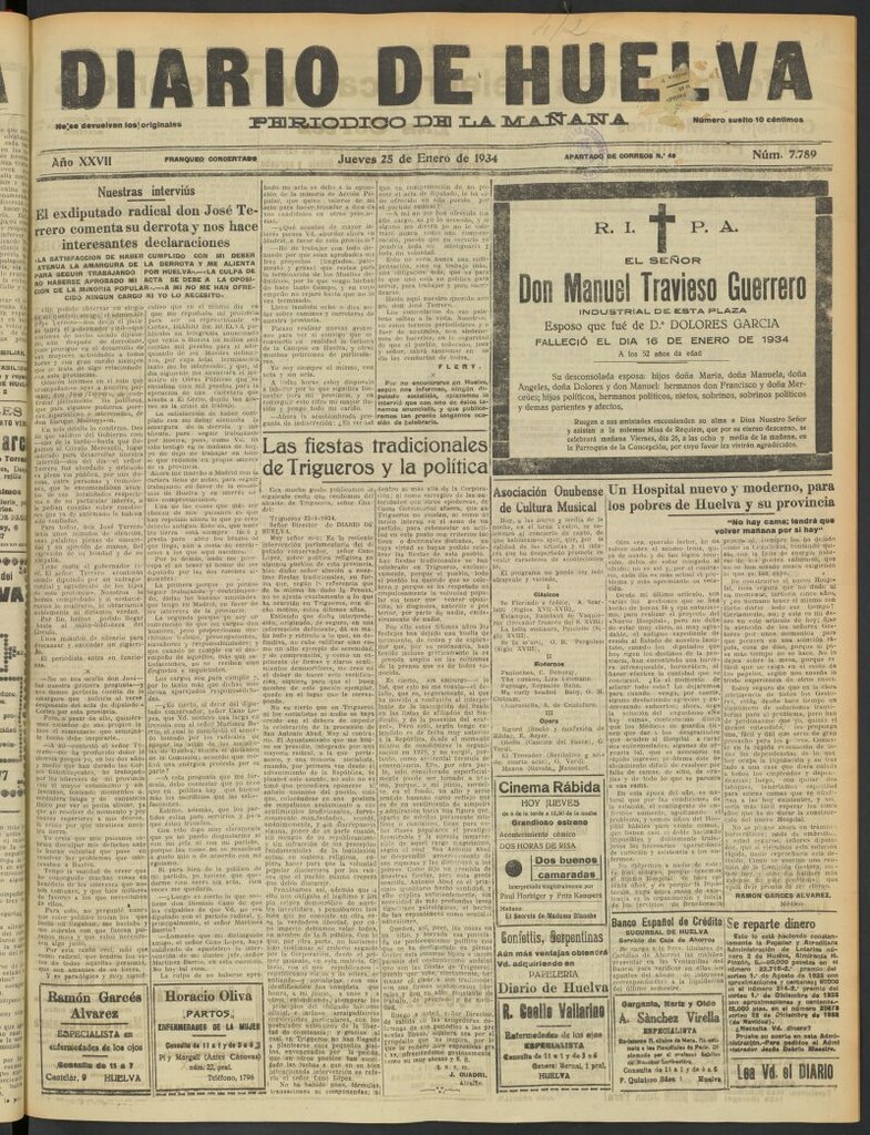 Miniatura de Diario de Huelva : periódico independiente del 25 de enero de 1934