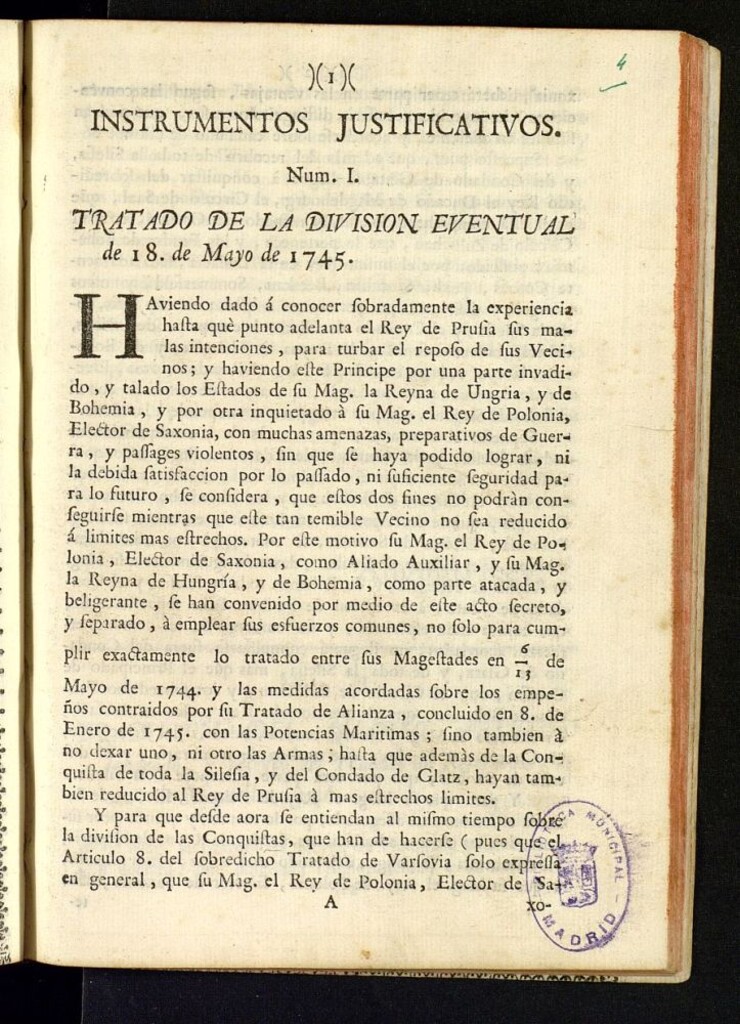 Miniatura de Discurso sobre la conducta de las Cortes de Viena y de Saxonia, y sus perniciosos designios contra el Rey de Prusia : con los instrumentos originales, y justificativos, que sirven de prueba.