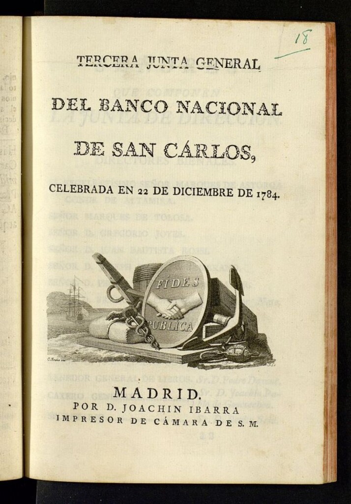Miniatura de Tercera Junta general del Banco Nacional de San Carlos celebrada en 22 de diciembre de 1784.