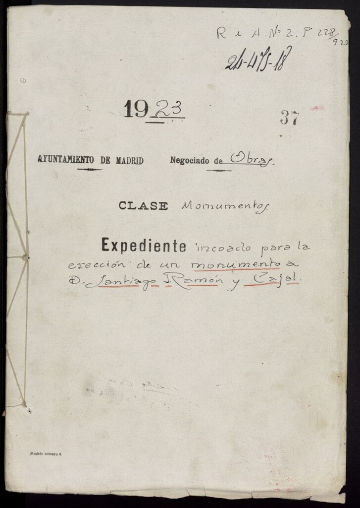Miniatura de Expediente relativo al monumento a don Santiago Ramón y Cajal
