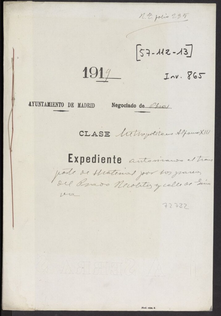 Miniatura de Autorización para el transporte de materiales de la Compañía Metropolitano Alfonso XIII